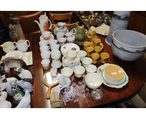 A quantity of various teaware to include Meakin, Palissy, glass ornaments etc.