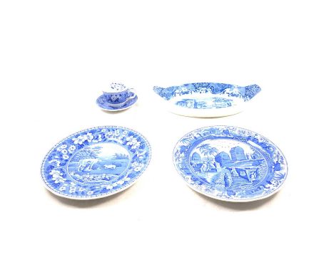 Spode blue and white transfer ware, The Blue Room Collection, comprising four cups and saucers, twelve dinner plates, and an 