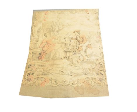 Machine tapestry, figures in a classical garden, 160x110cm, and two Persian rugs.Qty: 3