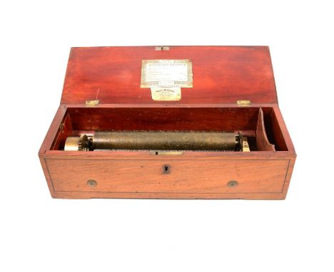 A Nicole Freres, A Geneve Swiss key wind musical box with 28cm cylinder and comb movement playing six airs, Serial number 343