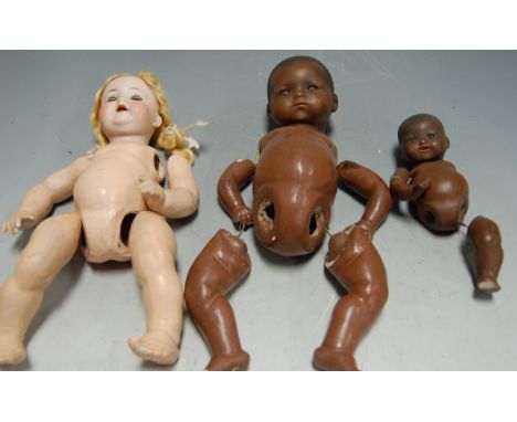 An early 20th century Armand Marseille bisque doll, stamped AM Made in Germany 351/14/10 to back of neck; together with one o