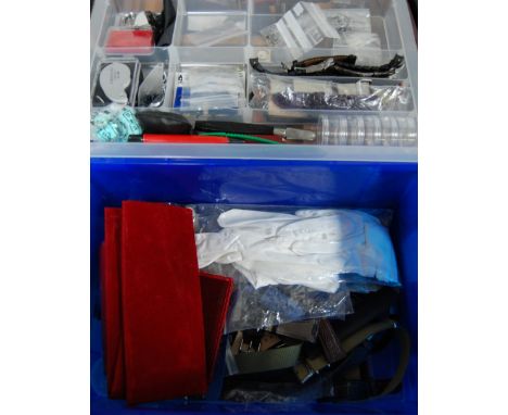 A large collection of assorted watchmaker's tools, parts and accessories, to include jewellers loupes, watch straps, bracelet