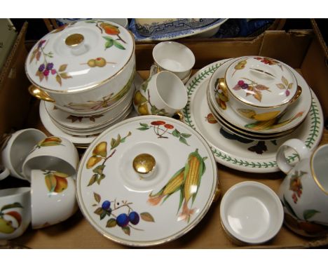 A quantity of Royal Worcester Evesham and Portmeirion Botanical Garden tableware, to include lidded tureens