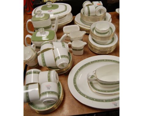 A large quantity of Royal Doulton Rondela pattern fine bone table china, to include; teapot, coffee pot, cups and saucers, on