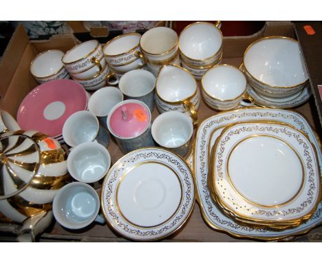 A box of miscellaneous china to include a Royal Albert Crown china part tea service, continental tea wares etc