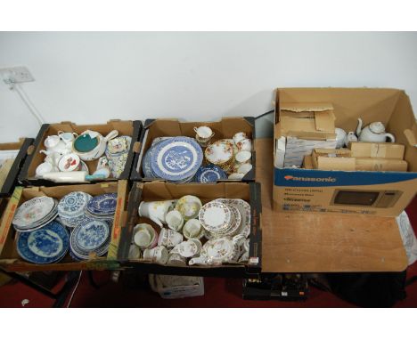 Five boxes of miscellaneous china to include two 19th century Chinese export blue &amp; white dishes, Royal Stafford Bouquet 