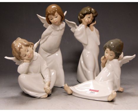 Four various Lladro porcelain Angel figures