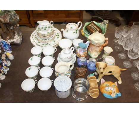 A collection of decorative china to include Colclough 'Ivy Leaf' tea ware; Sylvac ware jug; Cooper Craft dog ornament etc.