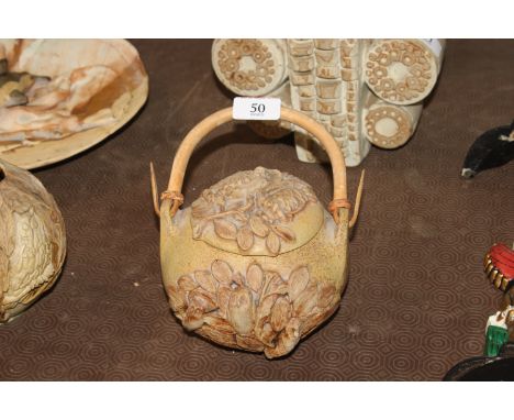 A Bernard Rooke pottery bowl and cover with cane handle decorated with owls