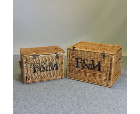 A Fortnum and Mason wicker hamper, 65cm, together with another smaller 