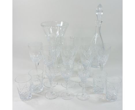 A collection of cut glass, to include a decanter and stopper, 36cm tall
