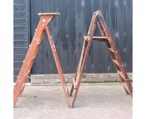 A wooden step ladder, together with another
