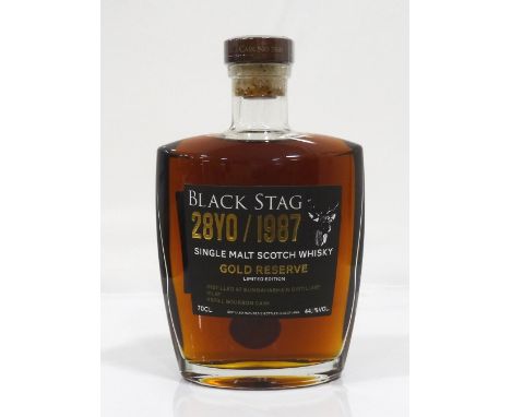 BUNNAHABHAIN 28YO - 1987 BLACK STAGA really rare single cask bottling of Bunnahabhain 28 Year Old Single Malt Scotch Whisky n