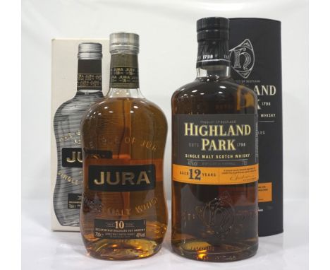 TWO ISLAND MALTSA pair of Single Malt Scotch Whiskies from the Islands of Scotland.  One bottle of Highland Park 12 Year Old 