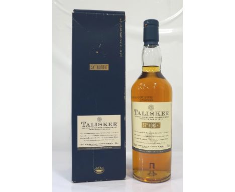 TALISKER 57 NORTHThis bottle of Cask Strength Talisker 57 North Single Malt Scotch Whisky is named for the latitude on which 