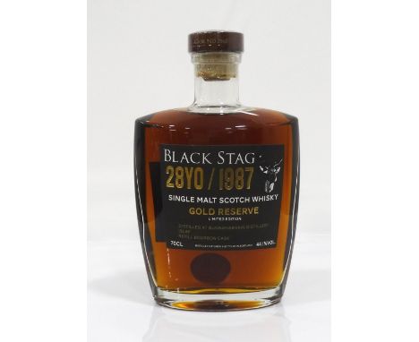 BUNNAHABHAIN 28YO - 1987 BLACK STAGA really rare single cask bottling of Bunnahabhain 28 Year Old Single Malt Scotch Whisky n