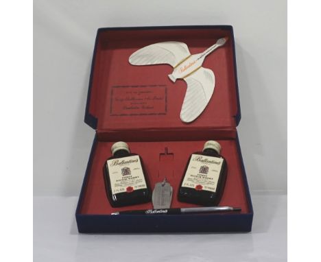 BALLANTINE'S GOOSE GUARD MINIATURE SETA pair of bottles of Balantine's Finest Scotch Whisky boxed with card "Goose Guards"; s