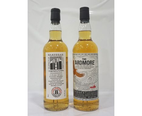 TWO BOTTLES OF SINGLE MALTA pair of single malts showcasing different regions.  Kilkerran 8 Year Old Cask Strength Single Mal