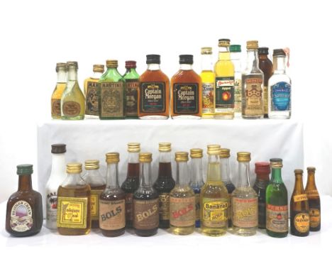 SELECTION OF THIRTY MINIATURESA selection of spirit & liqueur miniatures, comprising: two GUINNESS MINIATURES (1 with very lo