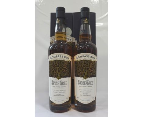 TWO BOTTLES OF COMPASS BOX SPICE TREEA pair of bottles of Spice Tree Blended Malt Scotch Whisky from mavericks Compass Box.  