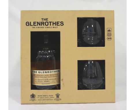 GLENROTHES BOURBON CASK RESERVE GIFT SETA bottle of the Glenrothes Bourbon Cask Reserve Single Malt Scotch Whisky.  700ml.  4