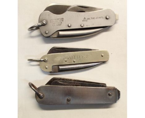 Military utility knife by J H Thompson of Sheffield, dated 1952 with military crows foot, with single blade, bottle opener an