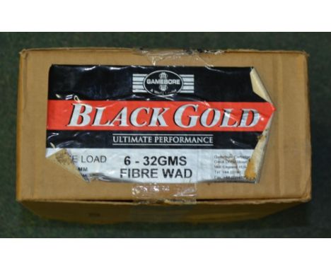 A slab of 250 gamebore Black Gold Fibrewad cartridges. 