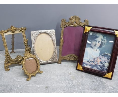 5 vintage photo frames including silver plated amd brass