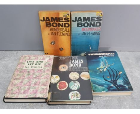 4 James Bond books by author Ian Fleming inc first edition Thunderball together with first edition James Bond dossier by King