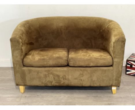 Suede tanned 2 seater tub sofa