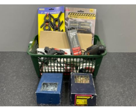 Box of miscellaneous tools and screws nails etc
