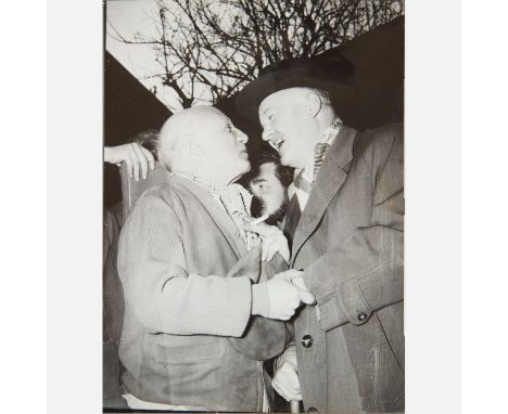 Raoul Liboj around 1950, original photo black and white of Pablo Picasso (1881-1973) and Maurice Thorez (1900-1964) with desc