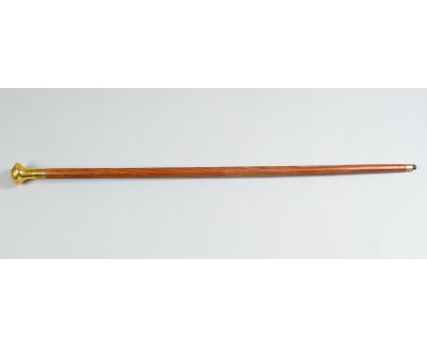 Walking Stick with Compass, wooden shaft. Bronze polished grip with compass. 20Th Century. 95 cm long.