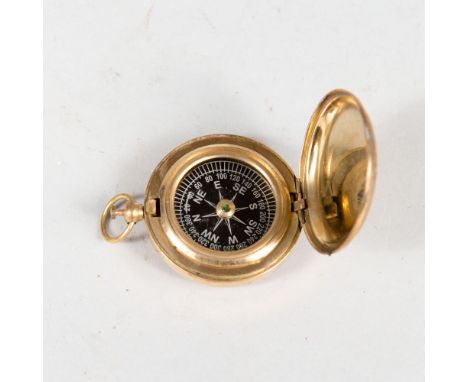 Pocket Compass, bronze polished, with open function, 20th century, diameter 5 cm