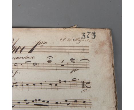 Wolfgang Amadeus Mozart (1756-1791), notes pages Credo Mass in C dur,( KV257) from 17. of Novemeber 1776 premiere at the Cath