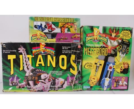POWER RANGERS; A collection of three original vintage Bandai Mighty Morphin' Power Rangers boxed items - comprising of; Hot S