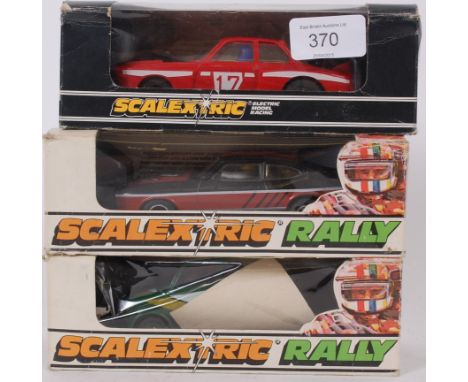 SCALEXTRIC; A collection of 3x vintage original Scalextric boxed racing cars, comprising of; C128 BMW, C117 Ford Capri, and C