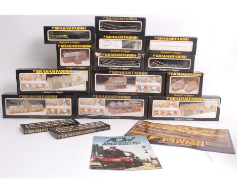 RAILWAYS; A collection of N Gauge Graham Farish boxed railway trainset accessories to include several boxed buildings, boxes 