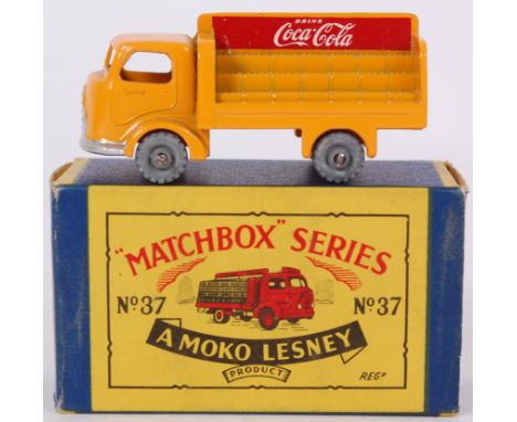 MATCHBOX LESNEY; An original vintage Moko Lesney Matchbox Series No.37 Coca Cola lorry. Grey metal wheels. Within the origina