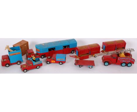 DIECAST; A collection of original vintage Corgi Chipperfields Circus diecast vehicles to include some plastic animals and oth