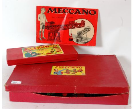 MECCANO; Two vintage boxed sets of Meccano - set 7 and extension set 2a. Both with boxes and instructions. 