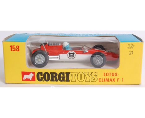 CORGI; An original vintage Corgi diecast model 158 Lotus Climax racing car, in original box.

(NOTE: From a private collectio