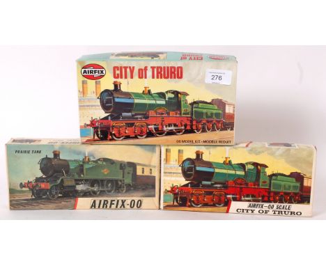 AIRFIX; A collection of 3x vintage Airfix railway train locomotive model kits comprising of 2x City Of Truro and one Prairie 