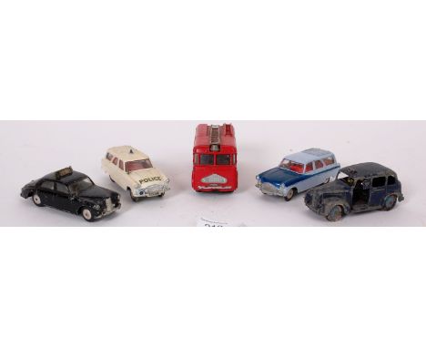 CORGI & DINKY; A collection of 5x vintage loose Corgi & Dinky diecast model cars, comprising of: Ford Zephyr Motorway Patrol 