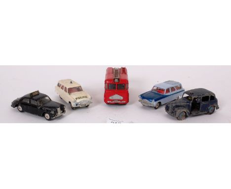 CORGI & DINKY; A collection of 5x vintage loose Corgi & Dinky diecast model cars, comprising of: Ford Zephyr Motorway Patrol 