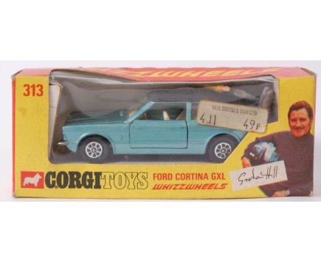 CORGI; An original Corgi Toys Whizzwheels 313 Graham Hill Ford Cortina GXL diecast model. Within original box, complete with 