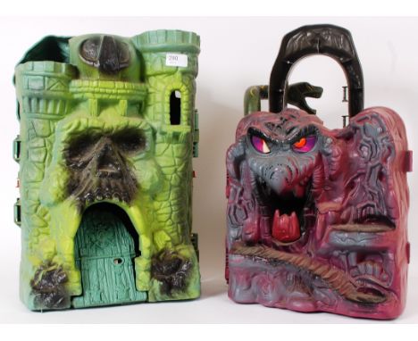 MASTERS OF THE UNIVERSE; Castle Grayskull and Snake Mountain original Mattel Masters Of The Universe playsets, both with loos