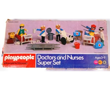 PLAYPEOPLE; An original vintage set of pre-Playmobil ' Playpeople ' by Marx Toys - Doctors & Nurses Super Set, within the ori