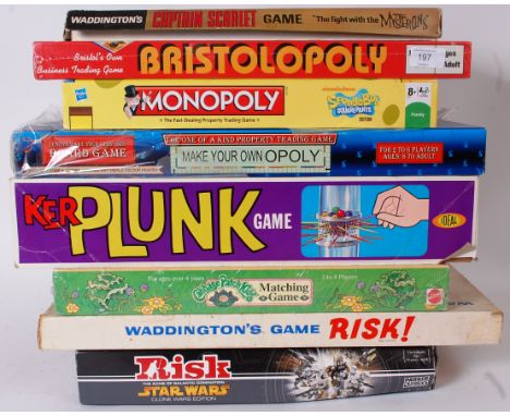 BOARD GAMES; A collection of board games / toys to include; Captain Scarlet, Bristolopoly, Makeyourownopoly, Spongebob Monopo