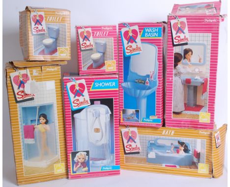 SINDY: A collection of vintage Pedigree Sindy boxed items to include Bath, Shower, Sink and others. Each within original box.